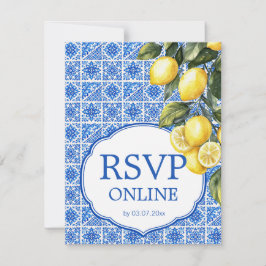 🌈  Online-RSVP + QR-Code Azul & Limone Romance RSVP Karte