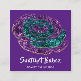Online Shop Beauty Glitzer Lila QR-Code Logo Quadratische Visitenkarte