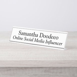 Online Social Media Influencer White Schreibtischnamensplakette