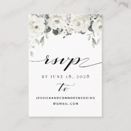 Online-UAWG Details-Karte für White Peony Greenery Visitenkarte