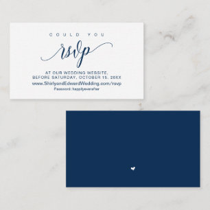 Online-UAWG Hochzeit, Modernes Navy Blue Script Begleitkarte