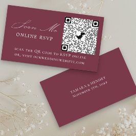 Online UAWG QR Code Burgundy Wedding Website Begleitkarte