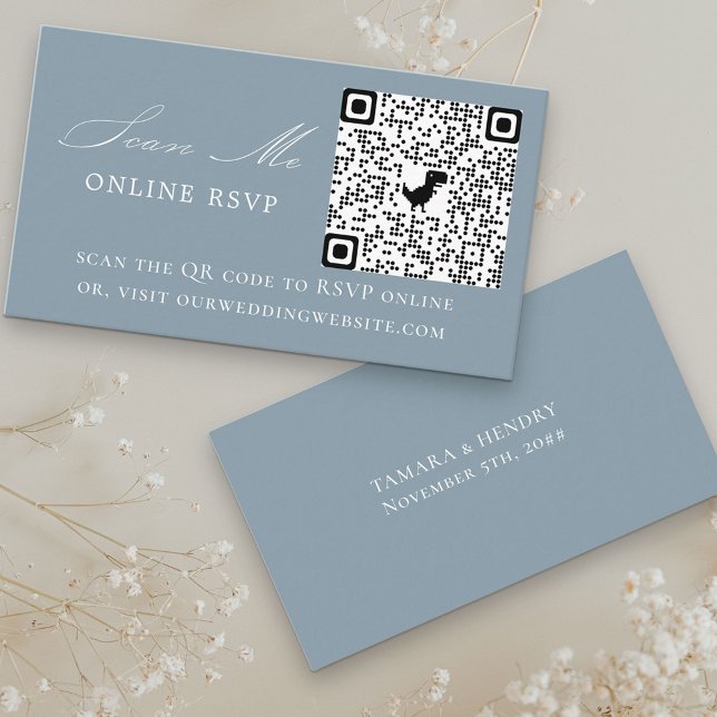 Online UAWG QR Code Dusty Blue Wedding Website Begleitkarte (Von Creator hochgeladen)