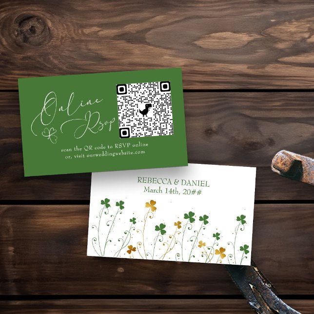 Online UAWG QR Code Kleeblatt Wildblume Hochzeit Begleitkarte (QR Code Online RSVP enclosure card from my Shamrock Wildflower wedding collection)