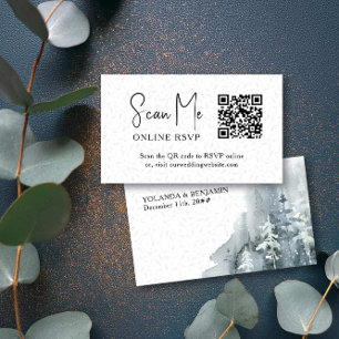 Online UAWG QR Code Snow Forest Winter Hochzeit Begleitkarte