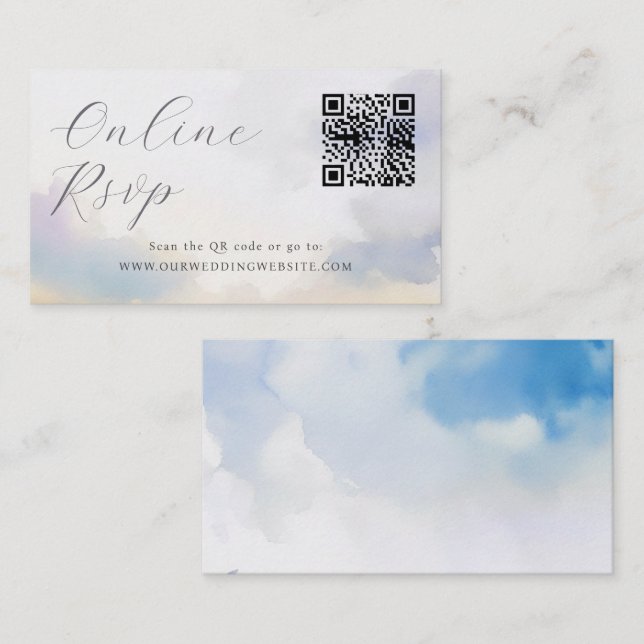 Online UAWG QR Code Wolken Hochzeitswebsite Visitenkarte (Vorne/Hinten)