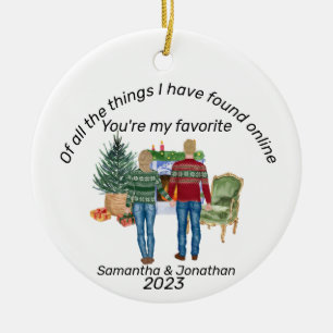 Online Verabredet Couple Blonde Newlyweds Keramik Ornament