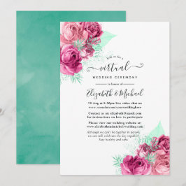 Online Virtual Wedding in Pink und Mint Floral Einladung