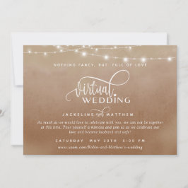 Online Virtual Wedding Terracotta, String Lights Save The Date