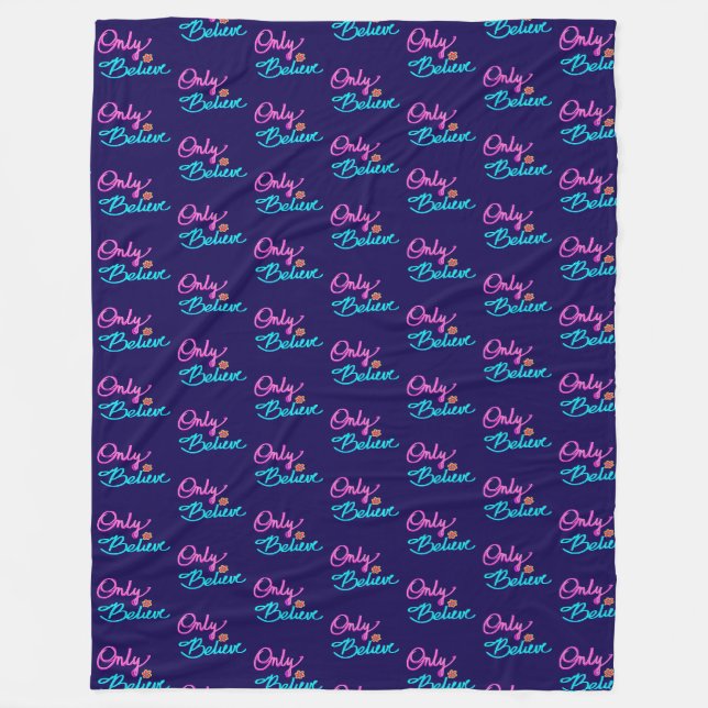 Only Believe Christian Quote on Dark Blue Fleecedecke (Vorderseite)