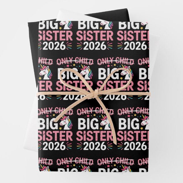 Only Child Crossed Out Big Sister 2026 Pregnancy  Geschenkpapier Set (Beispiel)