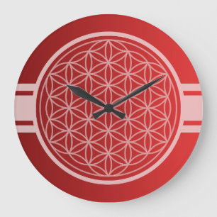 ONLY COLOR gradients fire red - Flower of Life Große Wanduhr