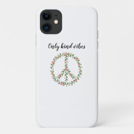 "Only Kind Vibes" Floral Peace Sign iPhone Case