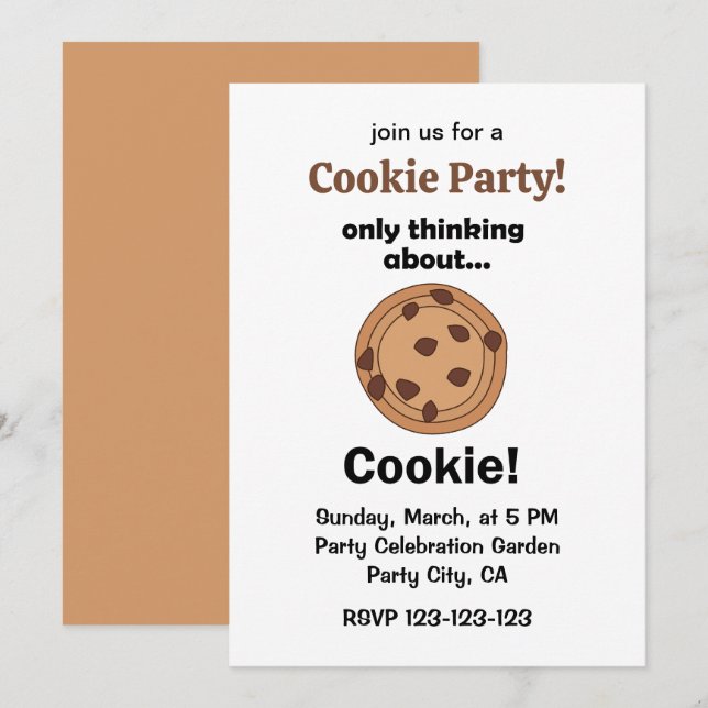 Only Thinking About Cookie Funny Food Party Einladung (Vorne/Hinten)