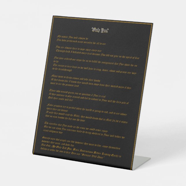 Only You - Black and Gold Sockelschild (Vorderseite)