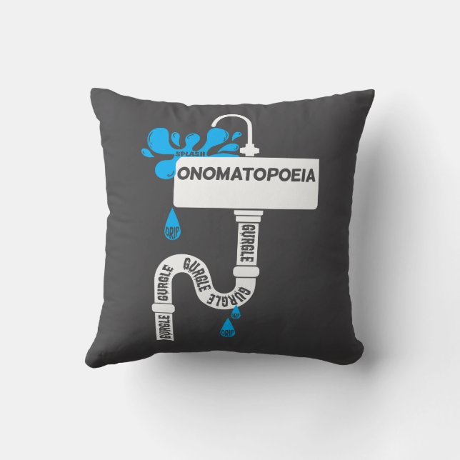 Onomatopoeia kreative Schrift oder Poesie Kissen (Rückseite)