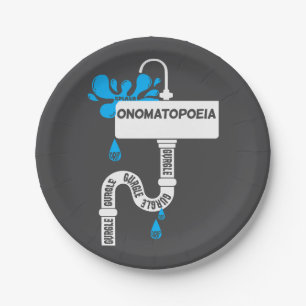 Onomatopoeia kreative Schrift oder Poesie Pappteller