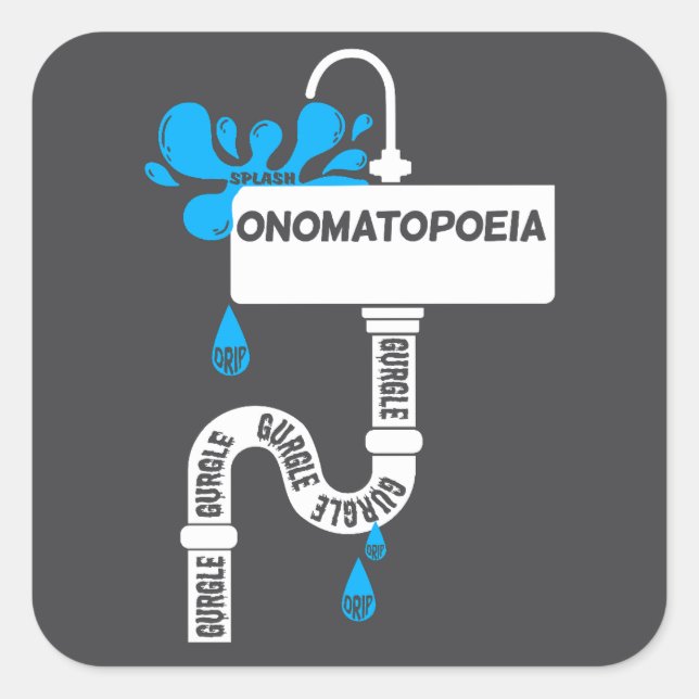 Onomatopoeia kreative Schrift oder Poesie Quadratischer Aufkleber (Vorderseite)