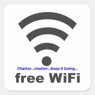 Onomatopoeiawortgeschnatter, das WiFi denkt Quadratischer Aufkleber