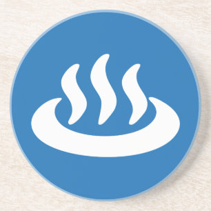 Onsen ♨ Hot Spring 温 japanisches Zeichen Sandstein Untersetzer