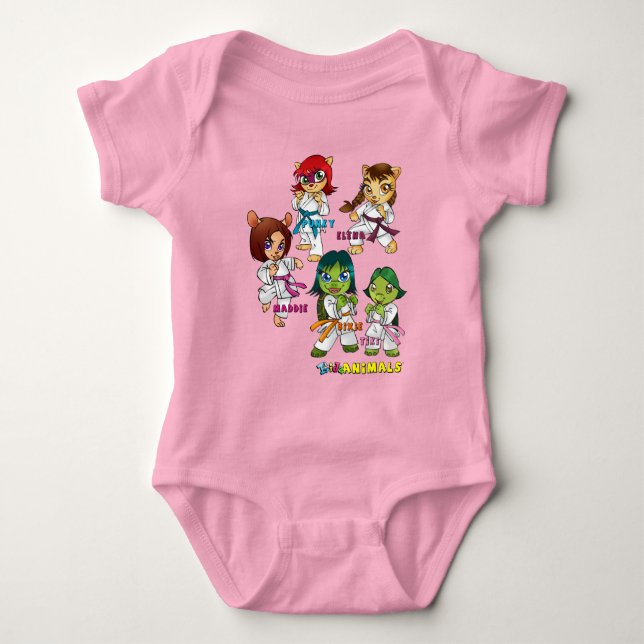 ONSIE - Karate Girls - Gruppe 6 - Farbwahl Baby Strampler (Vorderseite)
