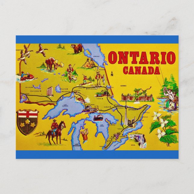 Ontario Canada Retro Postcard Postkarte (Vorderseite)