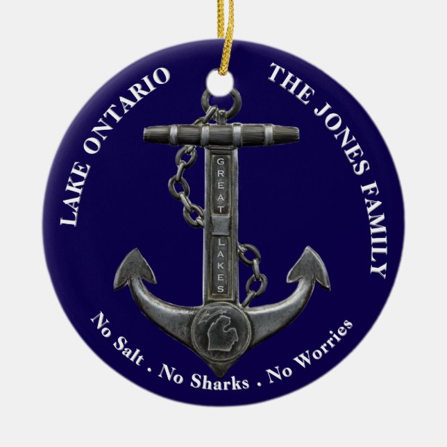 ONTARIO Patriotischer Notanker nautisch Keramik Ornament (Vorne)