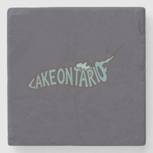 Ontario-See Türkis Schriftzug Karte Stein Steinuntersetzer