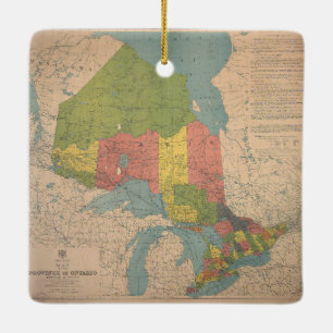 Ontario Vintag Map Keramikornament
