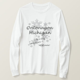 Ontonagon Michigan Snowflake Snow Ladys T-Shirt