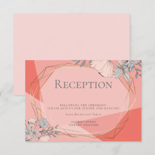OnTrend Wedding Reception Coral Floral Gold Rahmen Einladung