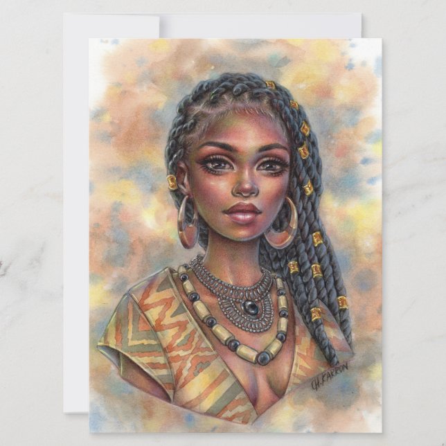 Onyx Black Africa Women Juwelier Braids Art Card (Vorderseite)