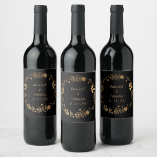 Onyx Black Velvet Chalkboard Grunge Vintag Weinetikett