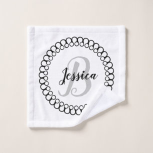 Onyx Decorative Circle Monogram Bath Handtuch Set