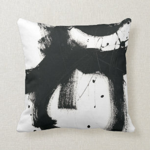Onyx Gesture - Schwarze Paint Strokes Kissen