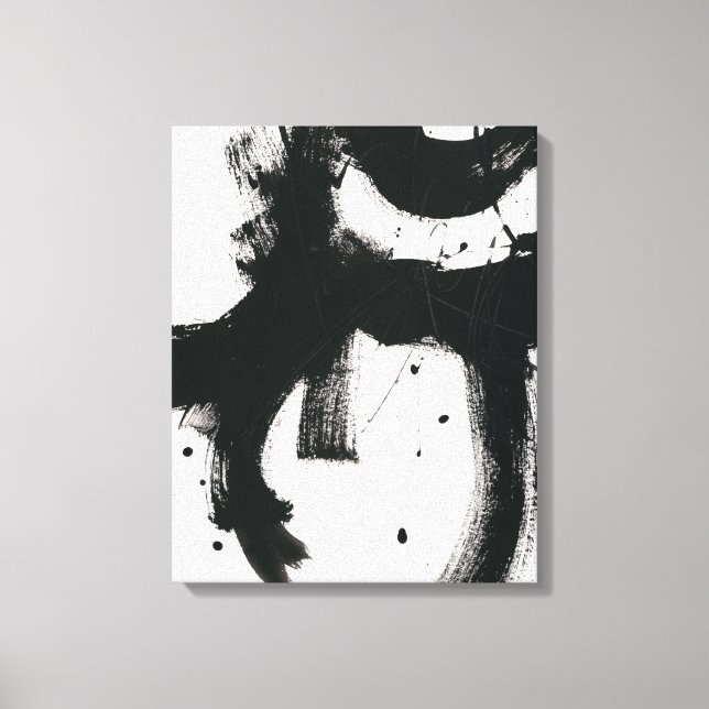 Onyx Gesture - Schwarze Paint Strokes Leinwanddruck (Vorderseite)