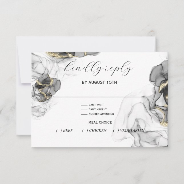 Onyx- und Gold-RSVP-Karte RSVP Karte (Vorderseite)