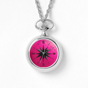 Onyxkompass-Rose - Hintergrund des karminroten Armbanduhr