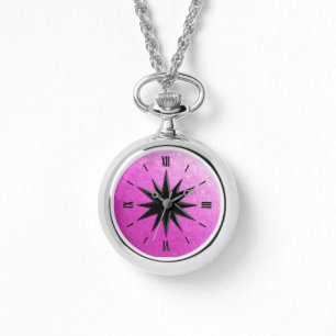 Onyxkompass-Rose - Orchideenglashintergrund Armbanduhr