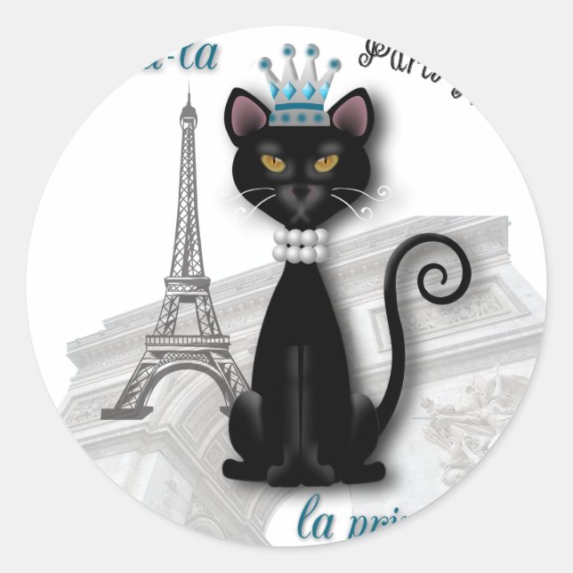 Oo-la-French Kitty Princess Runder Aufkleber (Vorderseite)