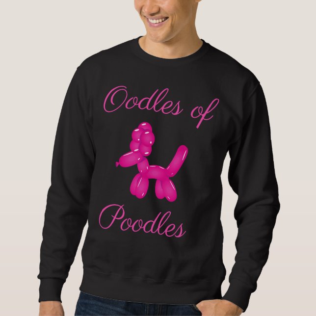 Oodles von Poodles Niedlich Pink Poodle Ballon Ani Sweatshirt (Vorderseite)