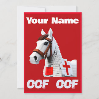 Oof Roblox Funny Meme Red White Horse Einladung