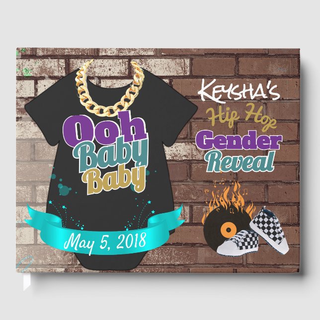 Ooh Baby-Hip Hop Gender Reveal Gästebuch (Vorderseite)
