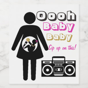 Ooh Baby Mama & Baby Girl Pink Hip Hop Weinetikett