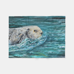 Ooh Goody Lunchtime Sea Otter Malerei Fleecedecke