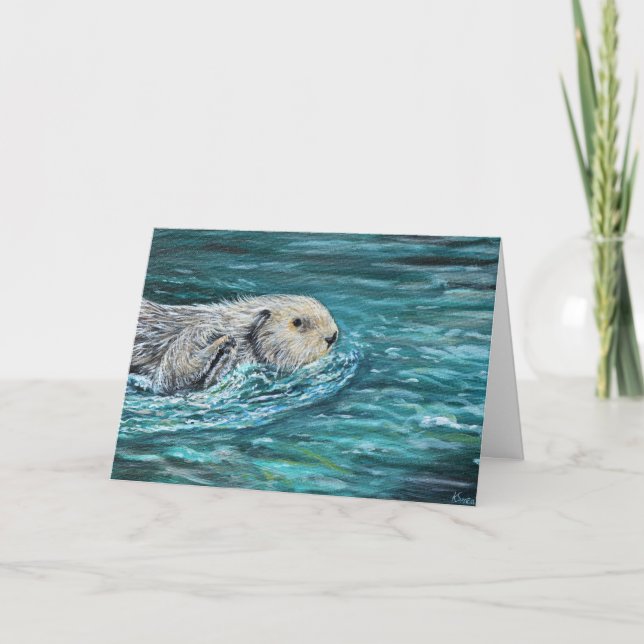 Ooh Goody Lunchtime Sea Otter Malerei Karte (Vorderseite)
