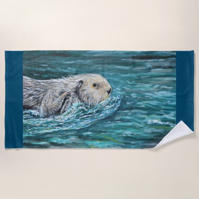Ooh Goody Lunchtime Sea Otter Malerei Strandtuch (Vorderseite)