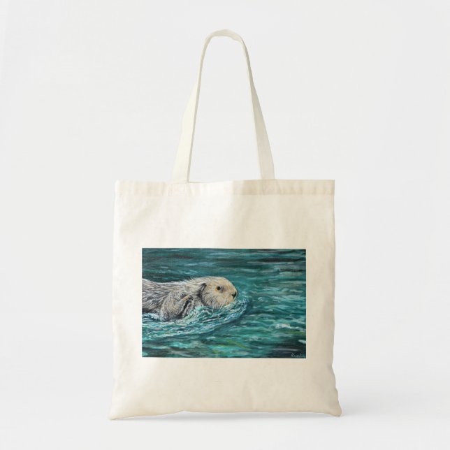 Ooh Goody Lunchtime Sea Otter Malerei Tragetasche (Vorne)
