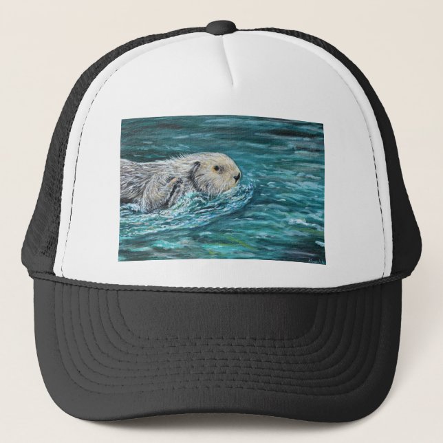 Ooh Goody Lunchtime Sea Otter Malerei Truckerkappe (Vorderseite)