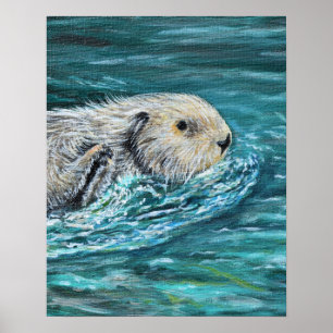 Ooh Goody Lunchtime Seeotter-Malerei Poster